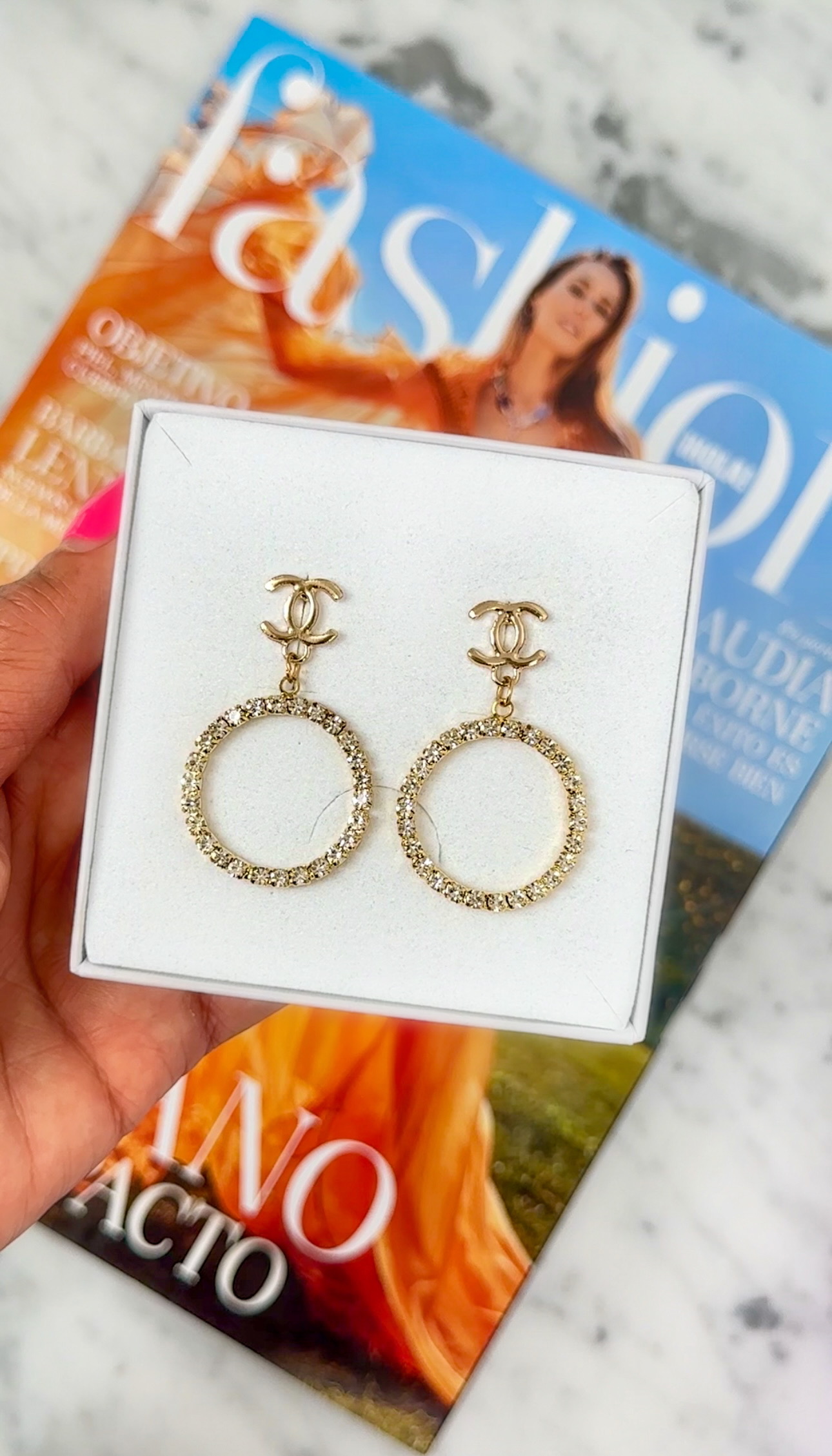 Earrings CC Designer Open Frame Gold - 2