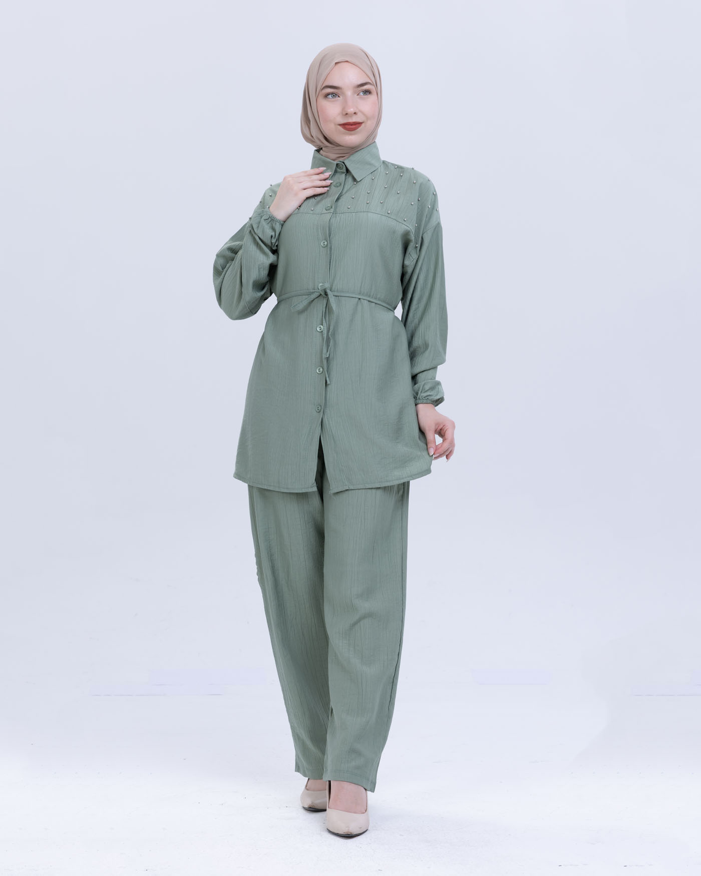 Tunic set with pants - Green - 2