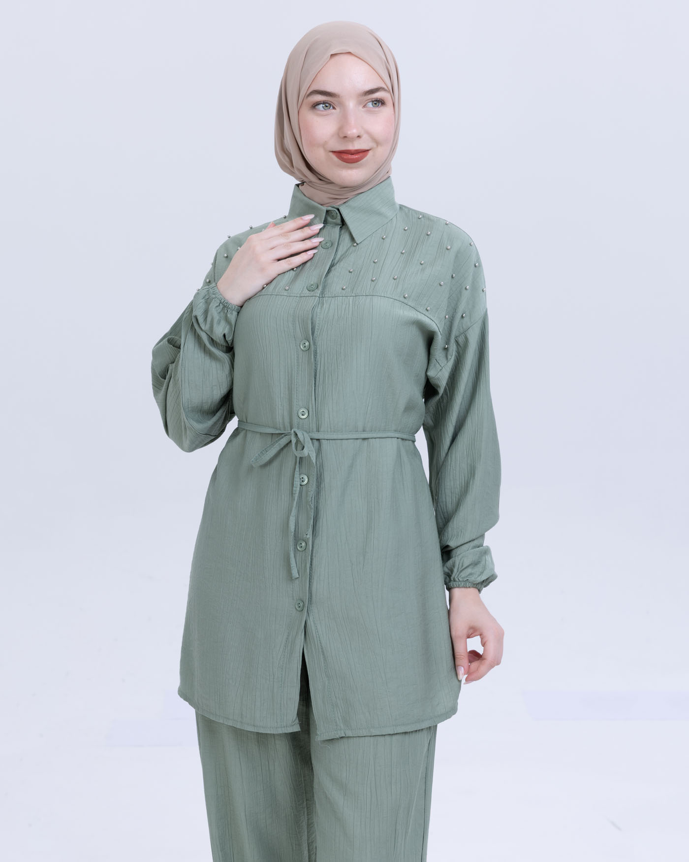 Tunic set with pants - Green - 5