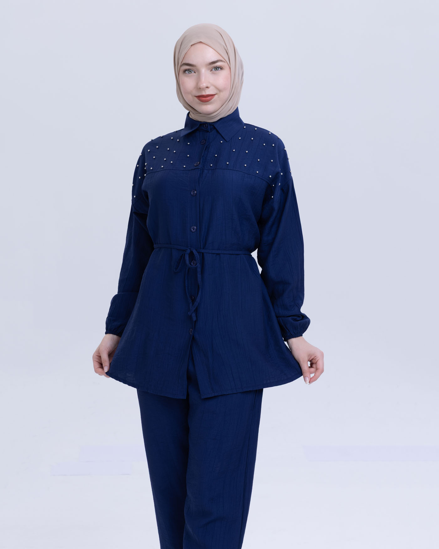 Tunic set with pants - Midnight Blue - 5