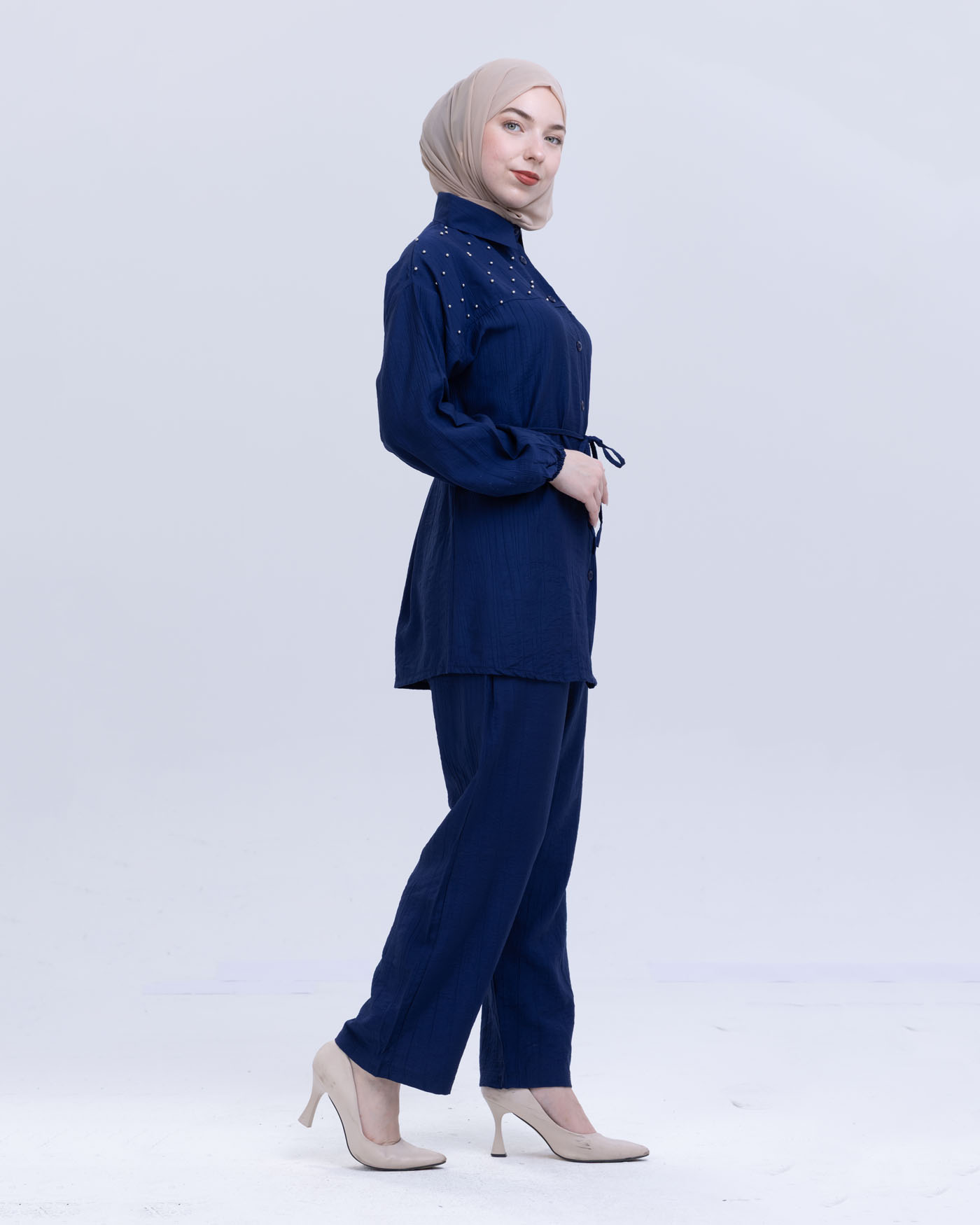Tunic set with pants - Midnight Blue - 3