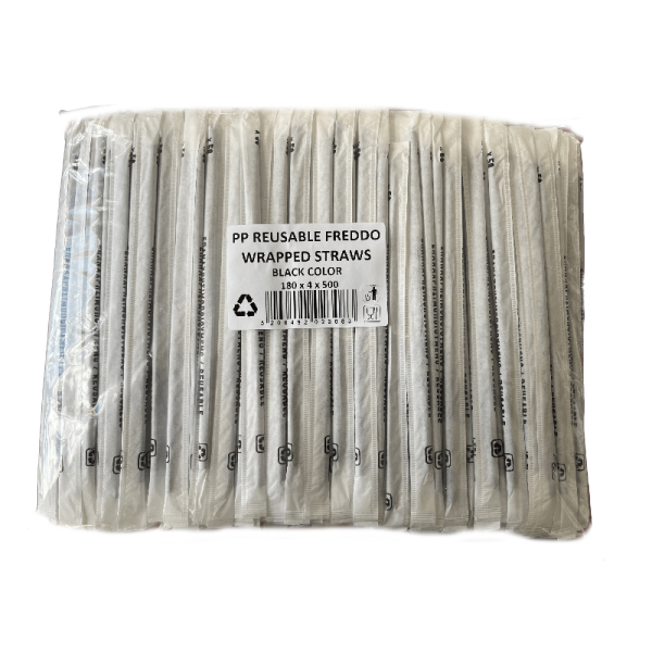 straws for Freddo 18cm black wrapped 500pcs ( reused )