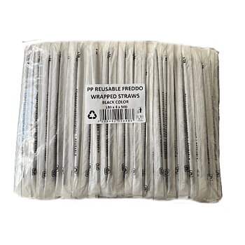 straws for Freddo 18cm black wrapped 500pcs ( reused )
