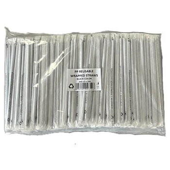 straws for frappé, soda... 20cm x 5mm black wrapped with paper 500pcs ( reused )