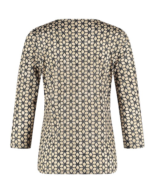 Topp trekvartsärm mönstrad svart/beige - 2