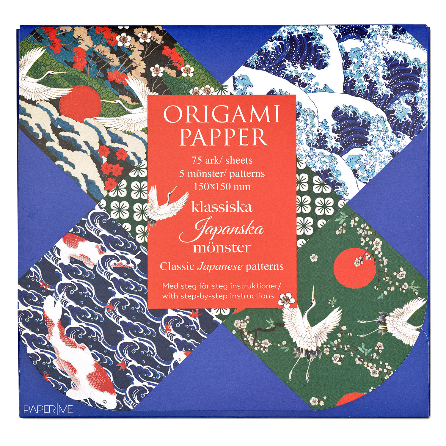 Origami Klassiska Japanska Mönster 75 ark, 5 motiv
