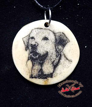 Graverat halsband av älghorn Hundportätt Labrador retriever DP3