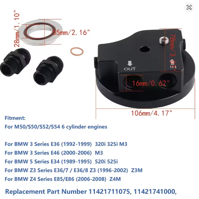 AN adapter oljekylning BMW M50, S50, S52 - 3
