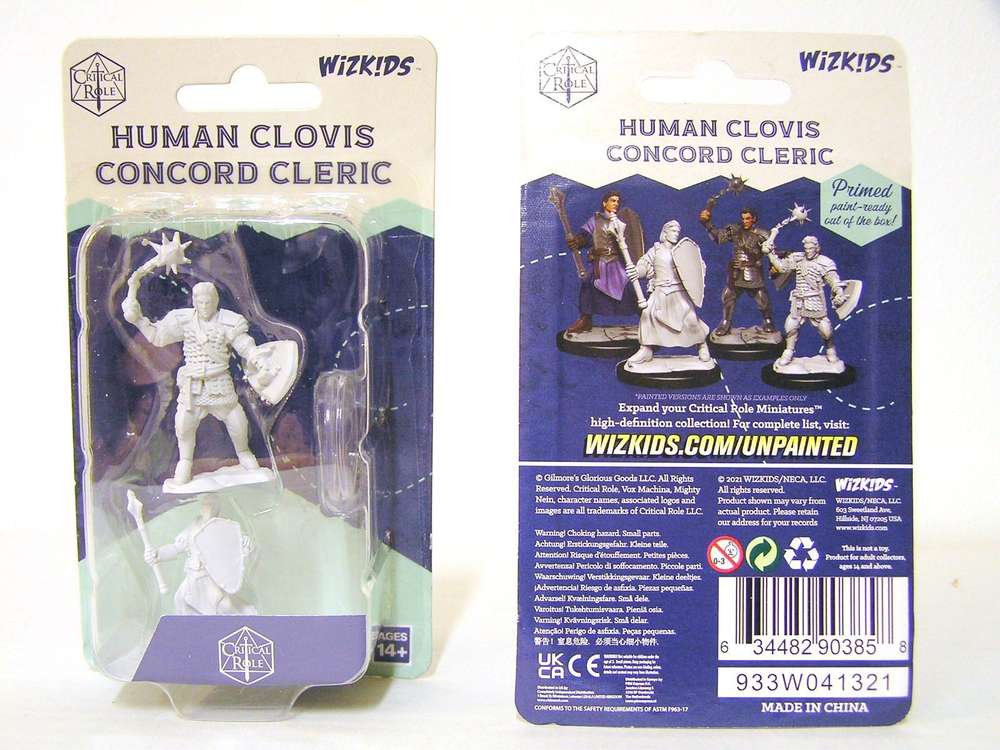 Critical Role Unpainted Miniatures: Human Clovis Concord Cleric Male