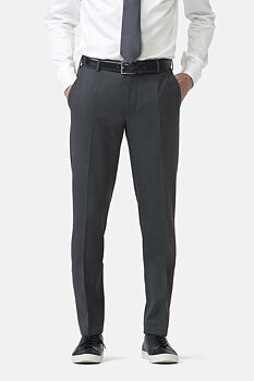 Grå (dark grey) maskintvättbara ullbyxor i Teflon Twill och modern passform (Meyer / Bonn)