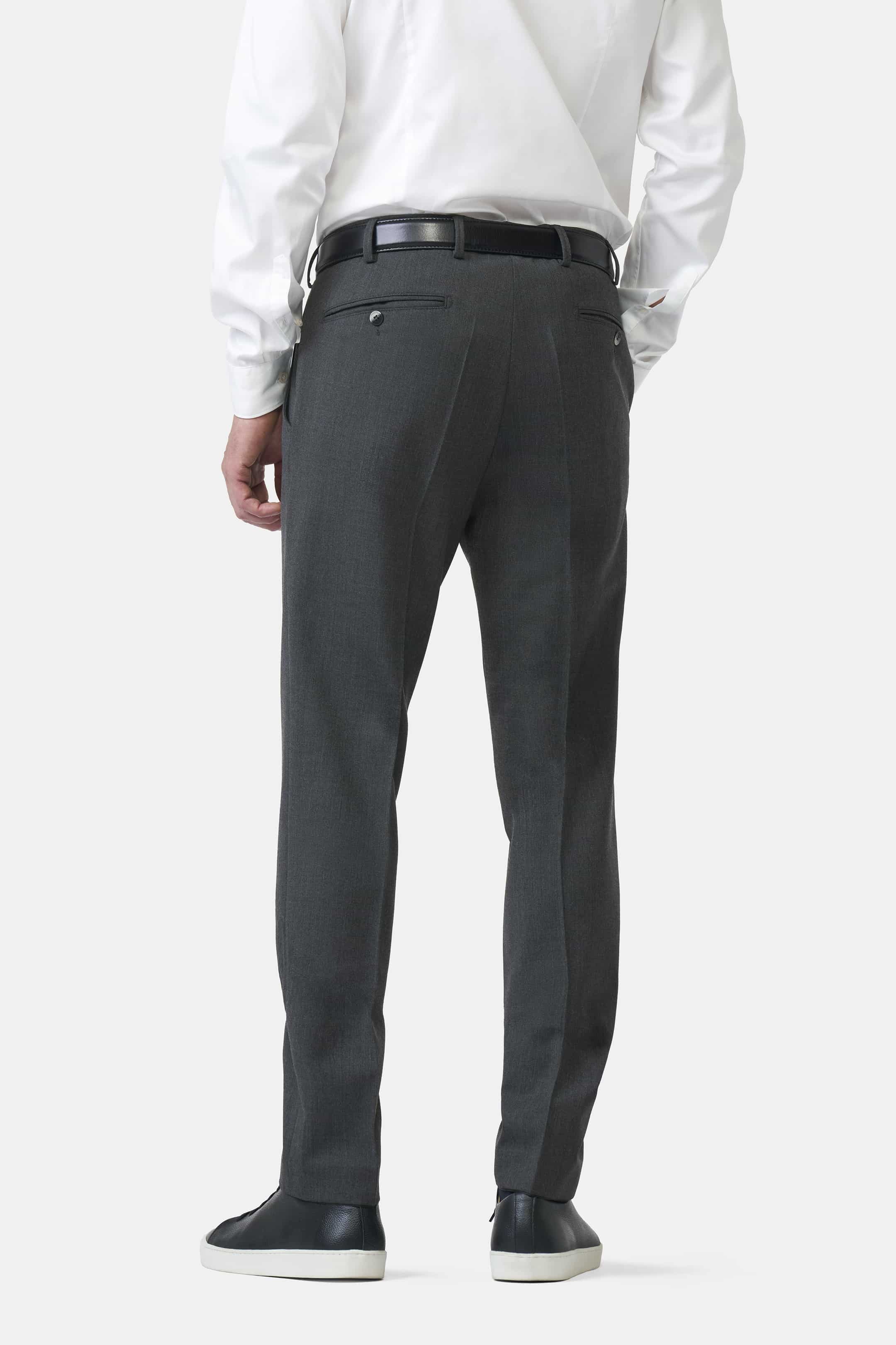 Grå (dark grey) maskintvättbara ullbyxor i Teflon Twill och modern passform (Meyer / Bonn) - 2