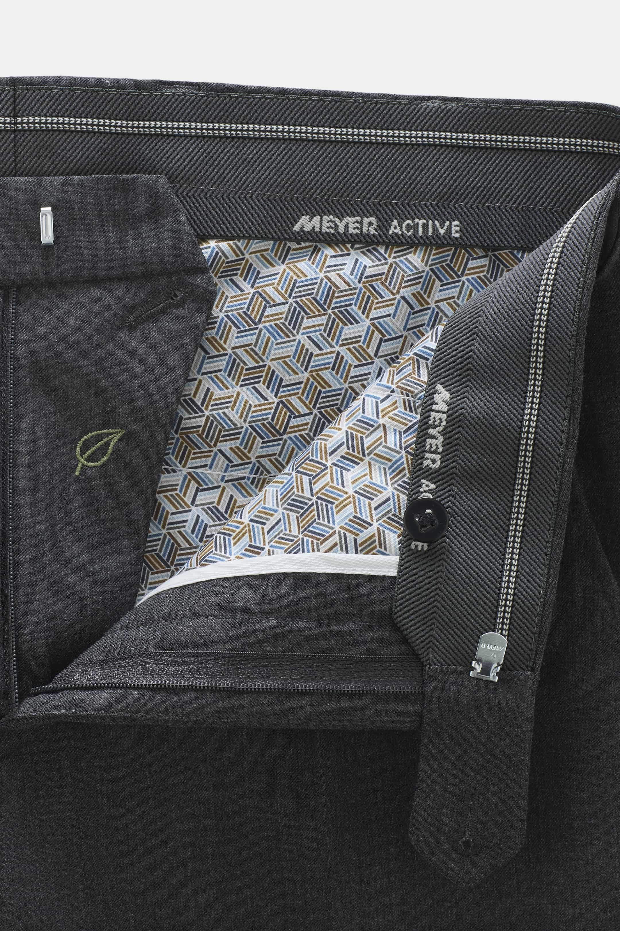 Grå (dark grey) maskintvättbara ullbyxor i Teflon Twill och modern passform (Meyer / Bonn) - 5