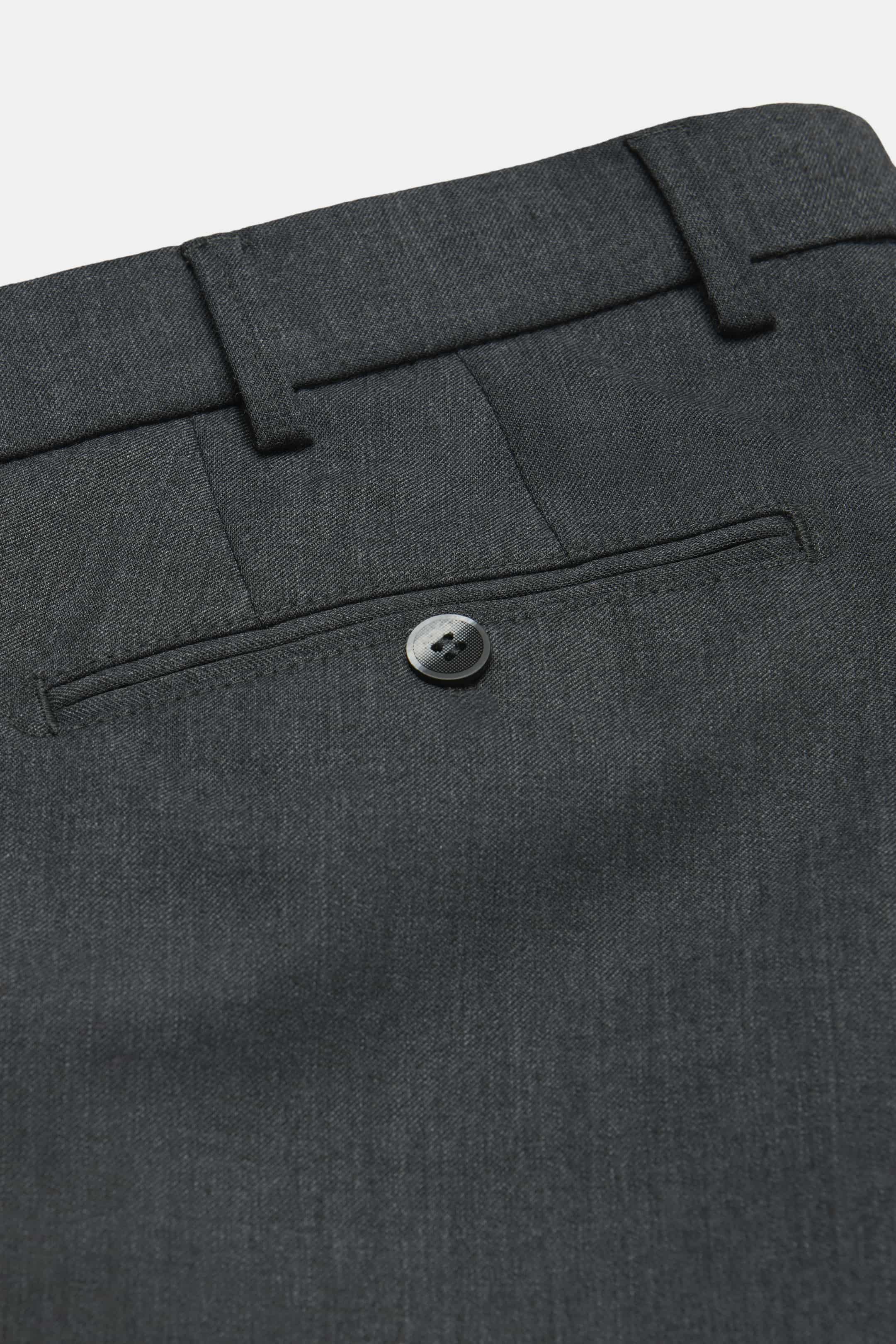 Grå (dark grey) maskintvättbara ullbyxor i Teflon Twill och modern passform (Meyer / Bonn) - 6
