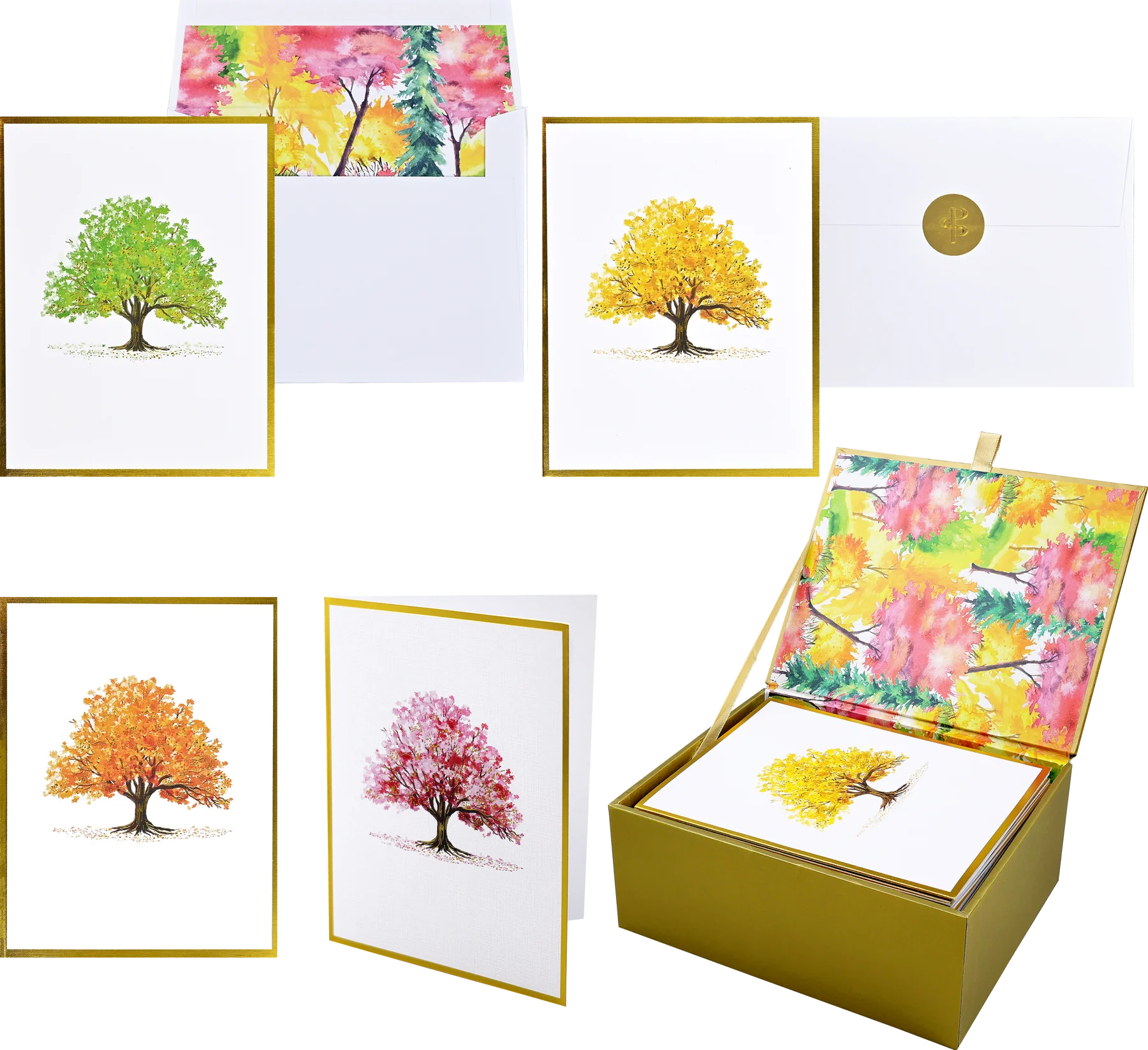 Watercolor Trees Premium Note Cards