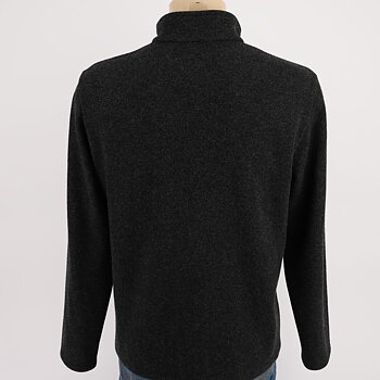 Herrcardigan av lammull, med dragkedja, färg grafit, bild bakifrån