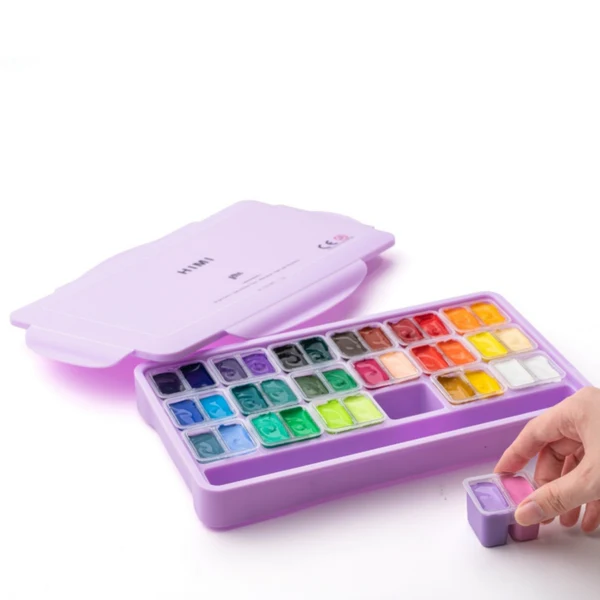 HIMI Twin Cup Gouache Set 36+3 Brushes Purple - 7