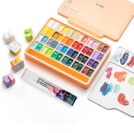 HIMI Twin Cup Gouache Set 48+3 Brushes Peach Fuzz