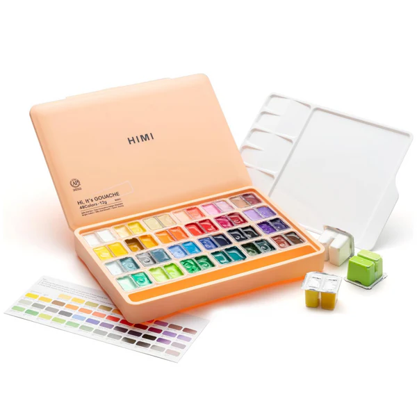 HIMI Twin Cup Gouache Set 48+3 Brushes Peach Fuzz - 4