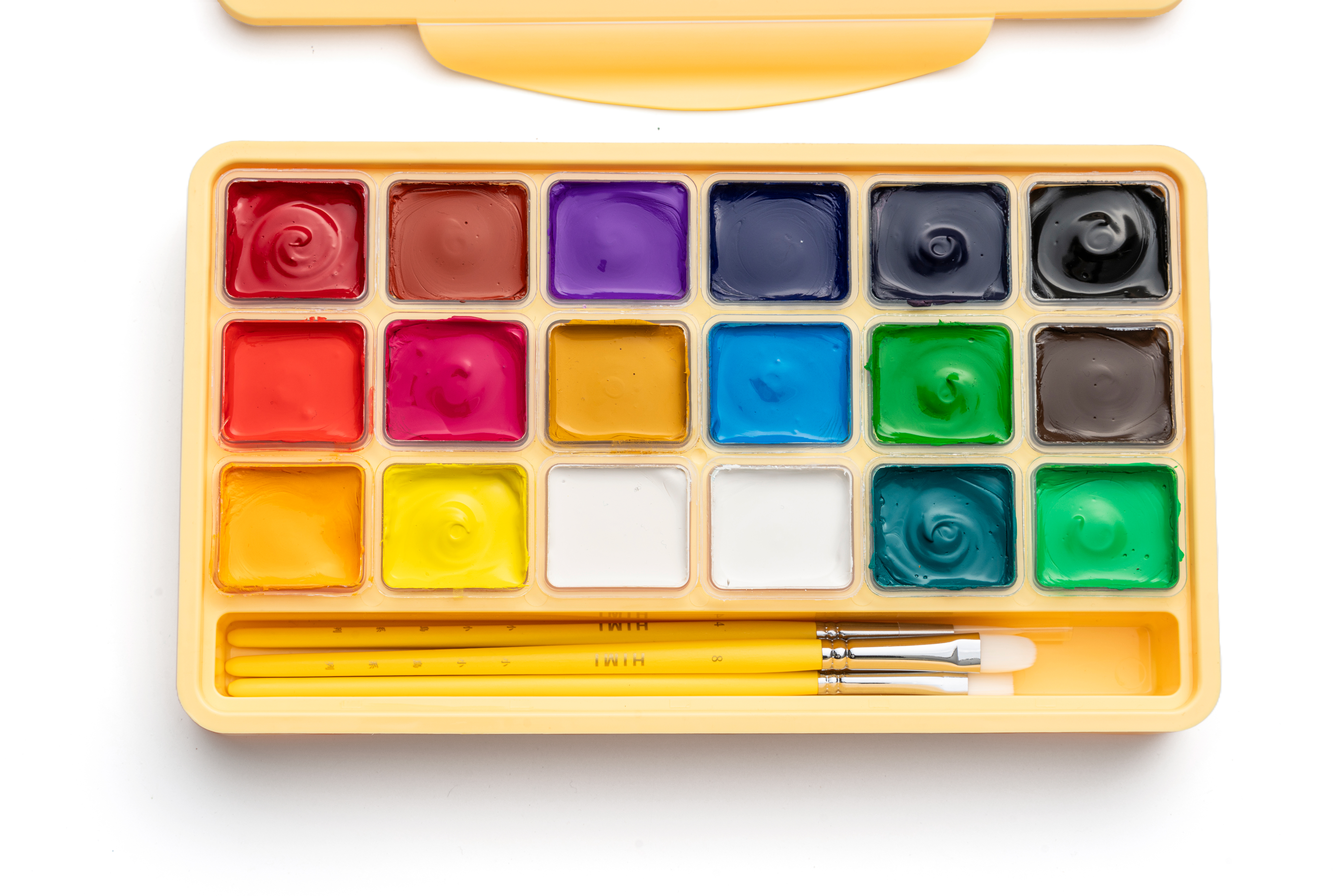 HIMI Jelly Cup Gouache Set 18+3 Brushes Yellow - 2