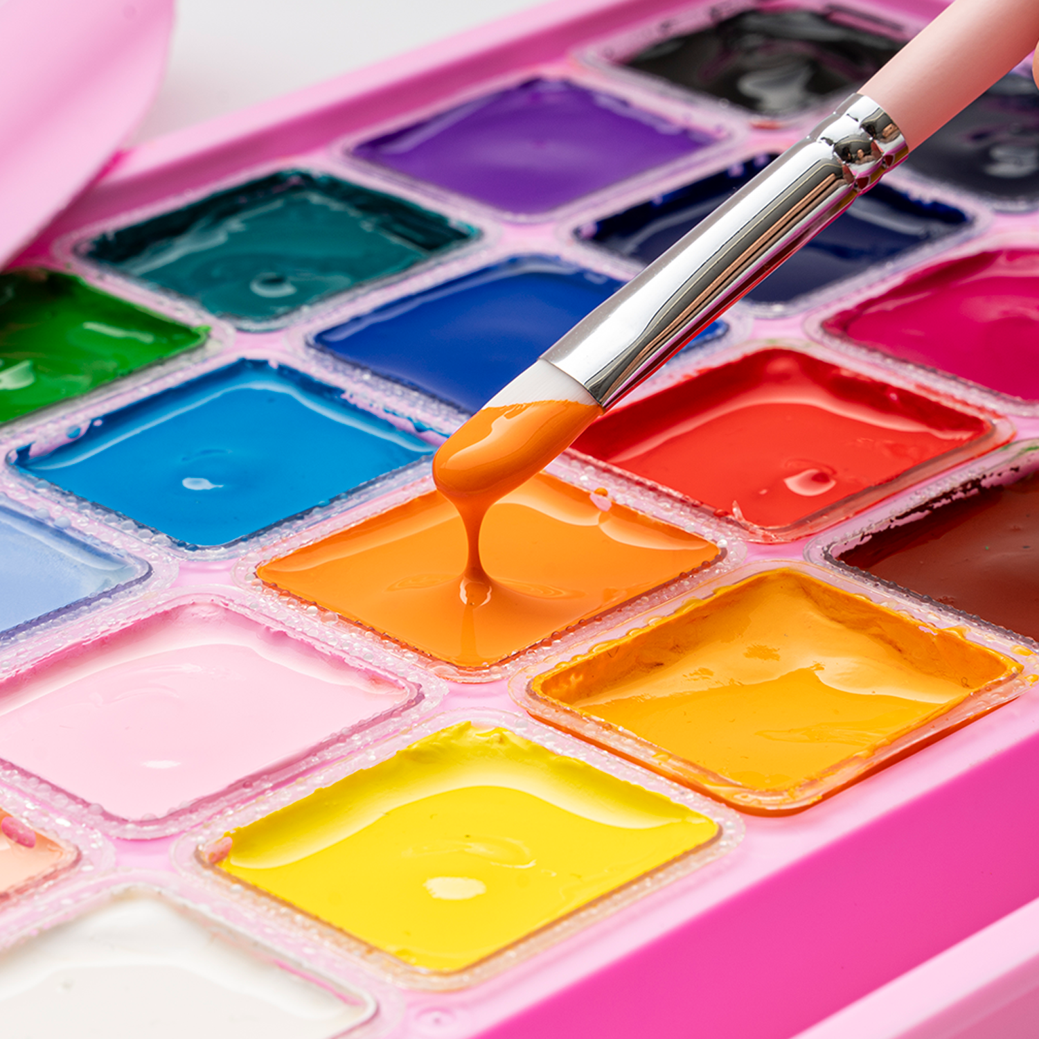 HIMI Jelly Cup Gouache Set 24+3 Brushes Pink - 3