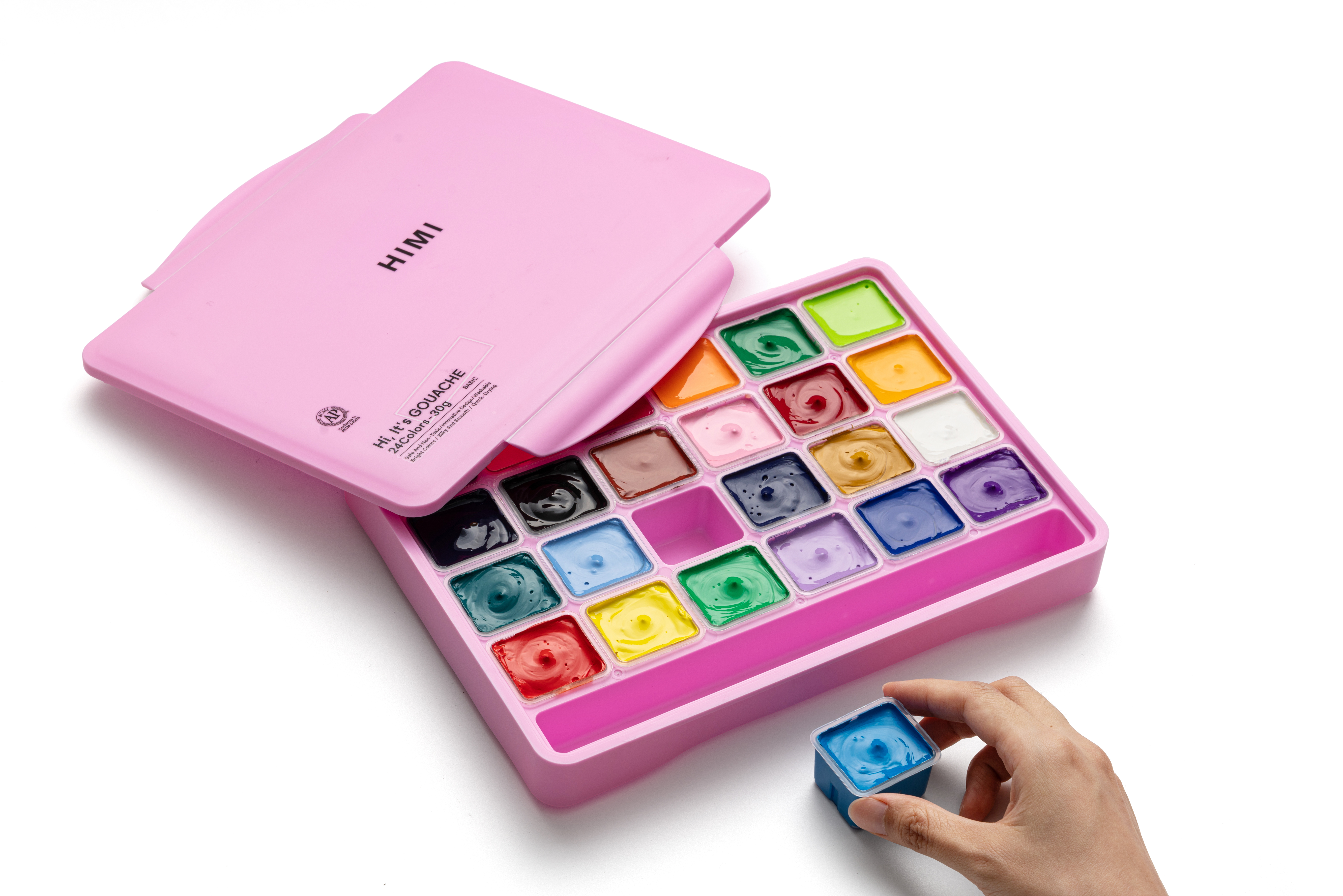 HIMI Jelly Cup Gouache Set 24+3 Brushes Pink - 2