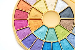 HIMI Semi-Moist Watercolour Set - 24, Pans Yellow Case, Metallic Edition