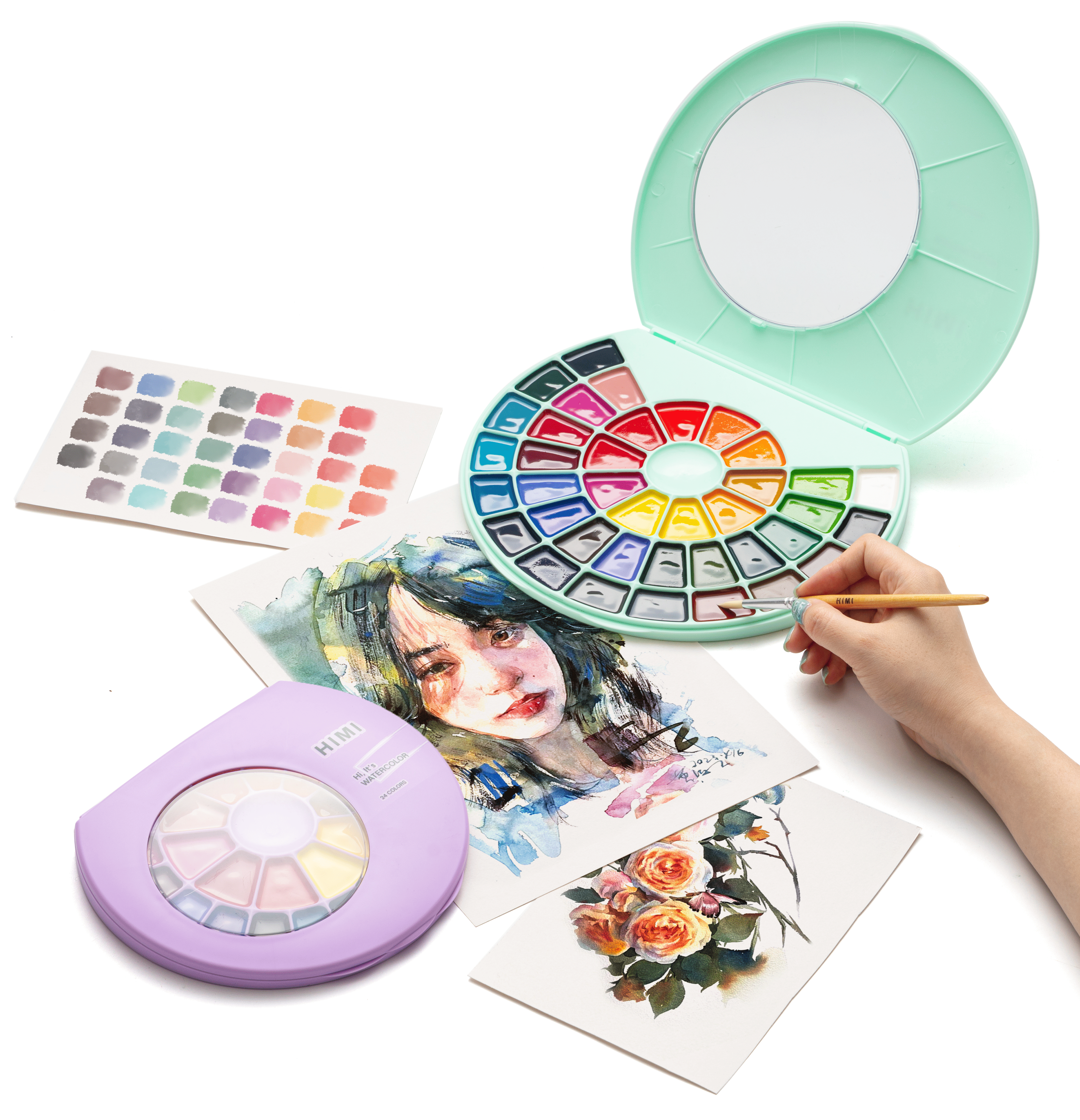HIMI Semi-Moist Watercolour Set - 38, Pans Green Edition - 2