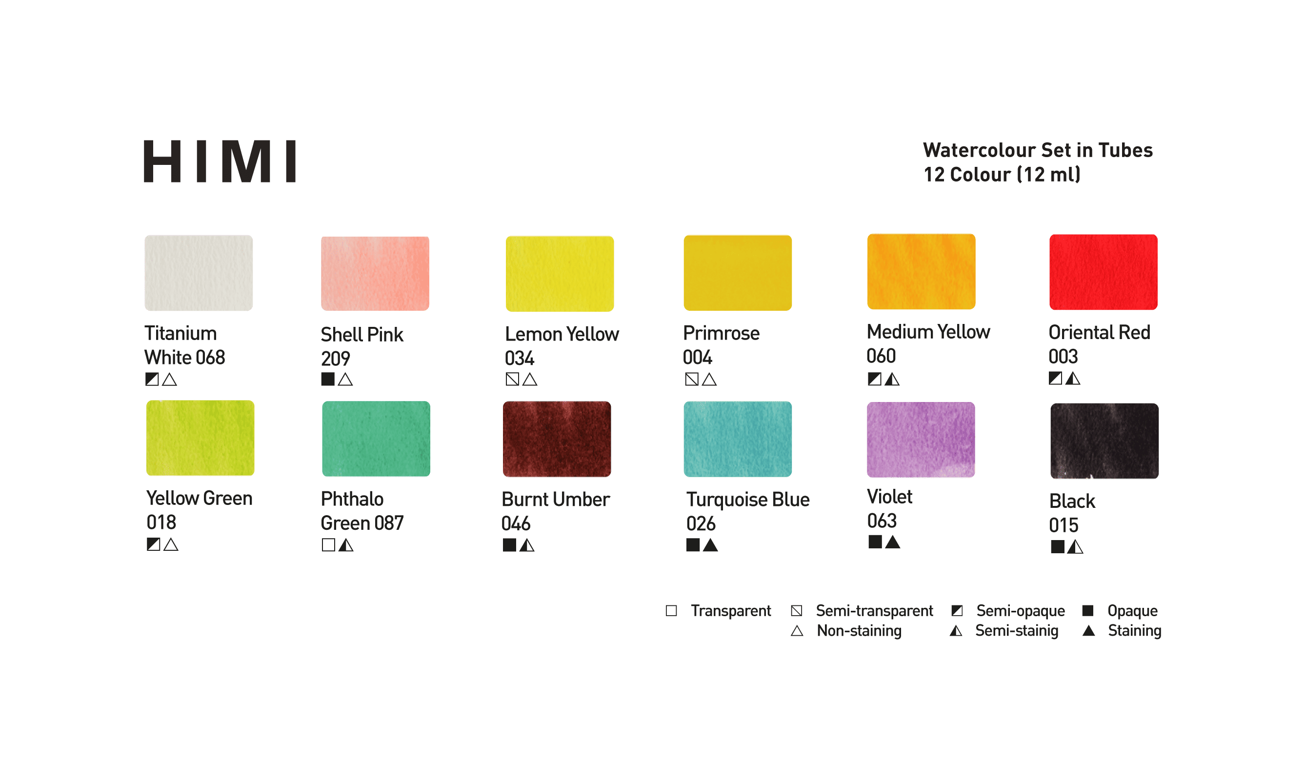 HIMI Watercolour Set - Set 12, 12 ml Tubes - 4