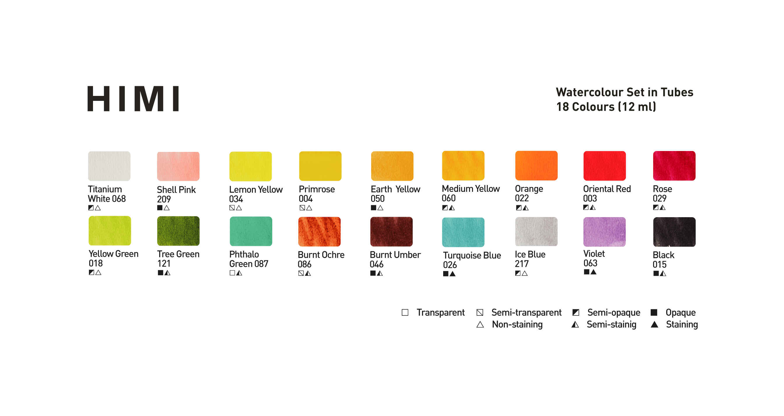 HIMI Watercolour Set - Set 18, 12 ml Tubes - 5