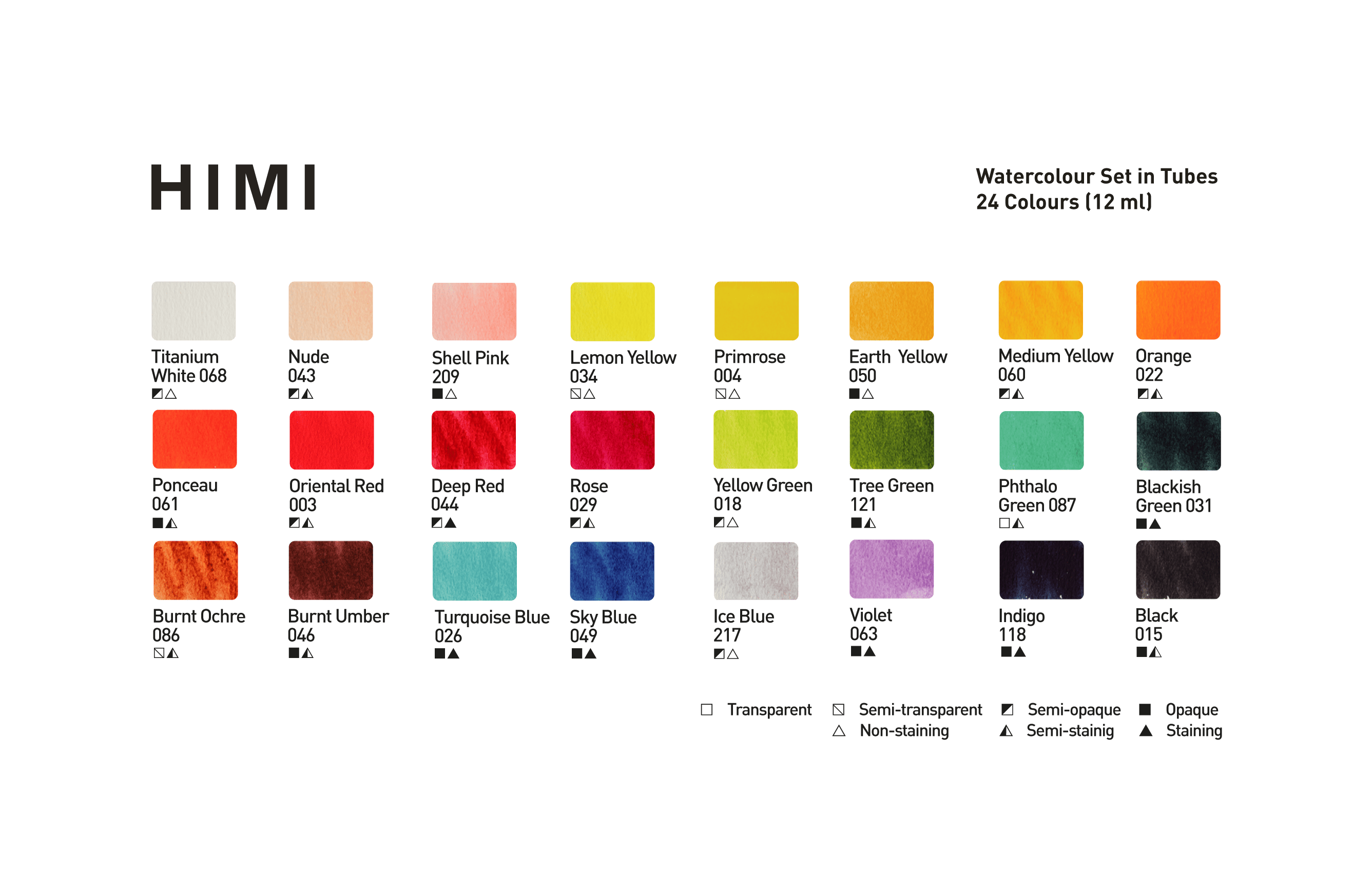 HIMI Watercolour Set - Set 24, 12 ml Tubes - 4