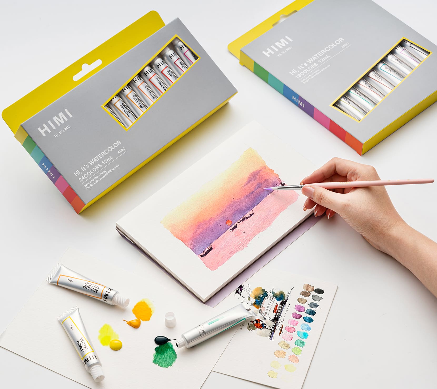 HIMI Watercolour Set - Set 24, 12 ml Tubes - 5