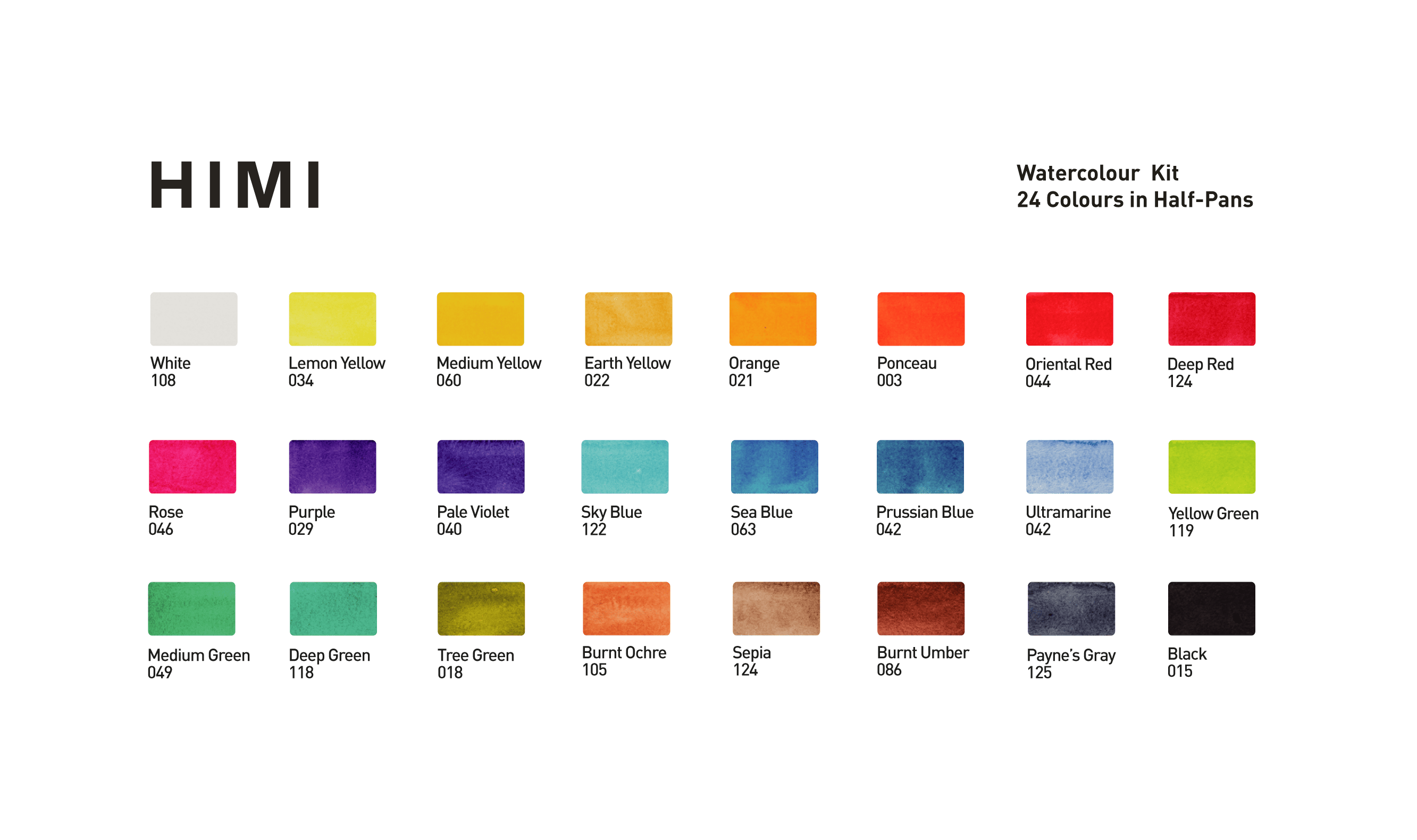 HIMI Watercolour Set - kit 24, Pans - 17