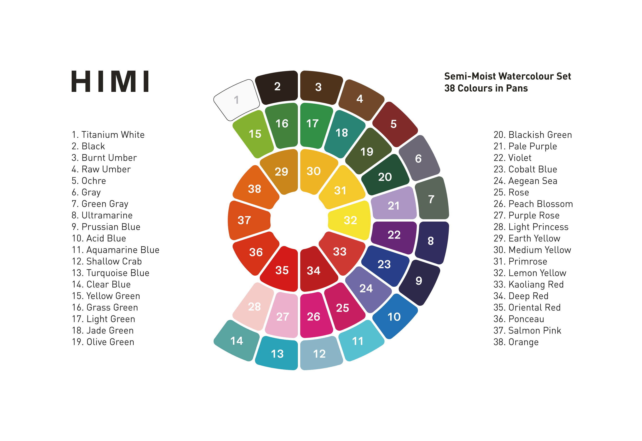 HIMI Watercolour Set - kit 24, Pans - 16