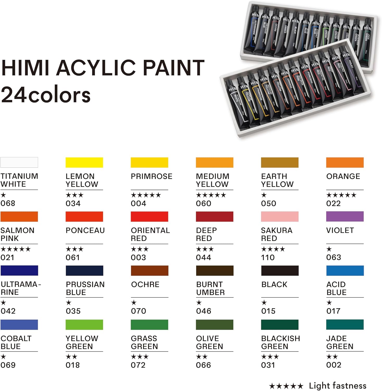 HIMI Acrylic Colour Set 24 x 12 ml - 2