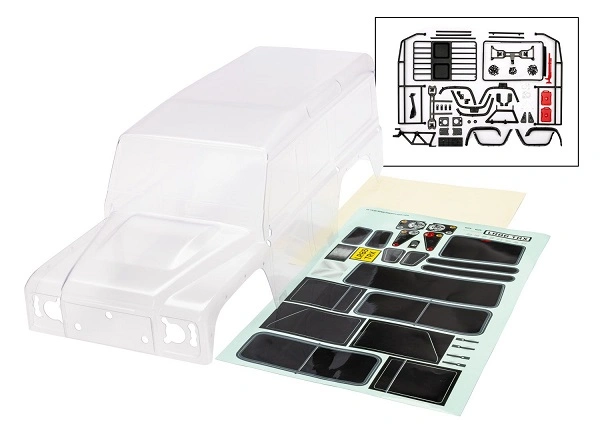 Traxxas 8050 Body Land Rover Defender Clipless Complete Transparent
