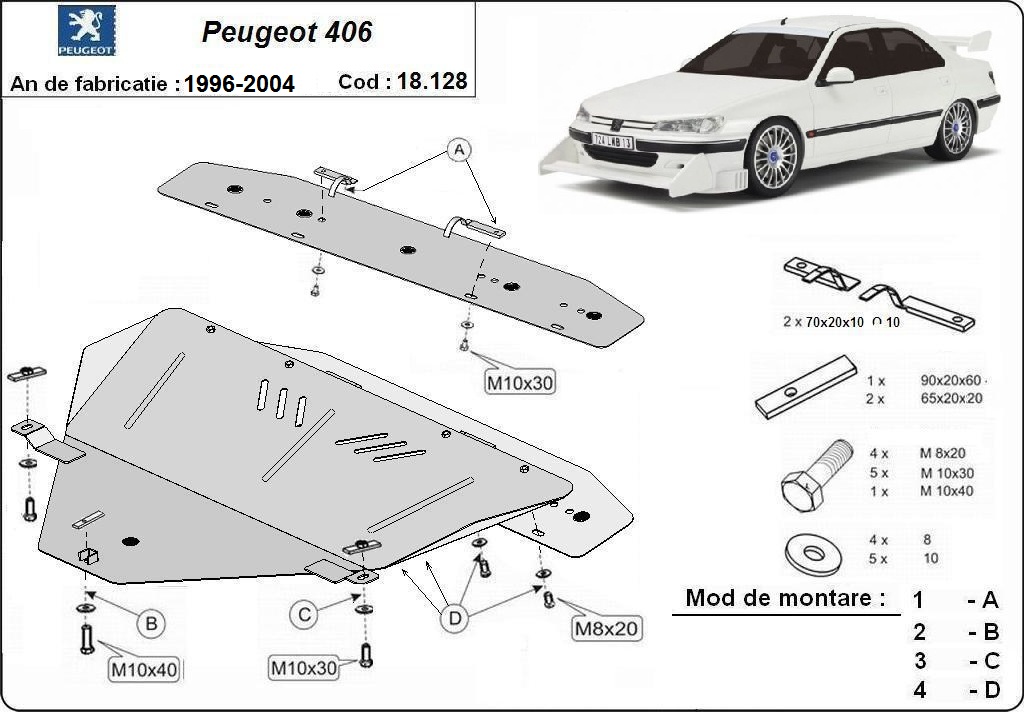 Skid plate Steel Engine+ | Peugeot 406 (1996-2004) - 2
