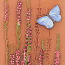 Aimo Nietosvuori (1970s) Rectangular Wall Plaque with Butterfly and Heather Motif 26 cm #765