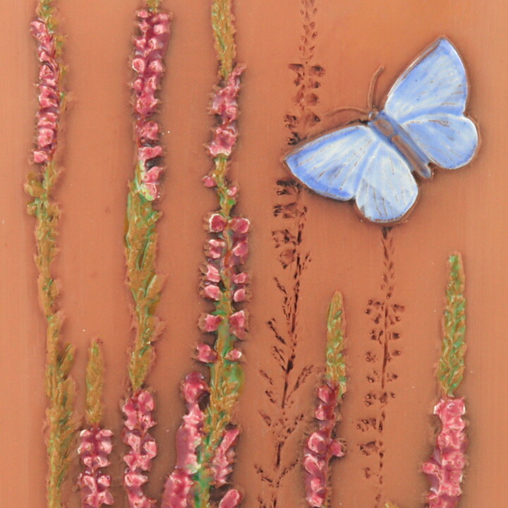 Aimo Nietosvuori (1970s) Rectangular Wall Plaque with Butterfly and Heather Motif 26 cm #765