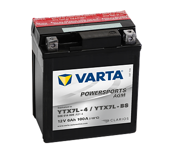 VARTA AGM MC Batteri 12V 6AH 100CCA (114x71x131mm) +höger YTX7L-BS