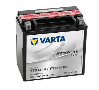 VARTA AGM MC Batteri 12V 12AH 200CCA (152x88x147mm) +vänster YTX14-BS