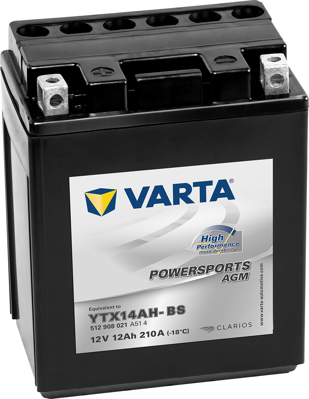 VARTA AGM MC Batteri 12V 12AH 210CCA (134x89x166mm) +vänster YTX14AH-BS