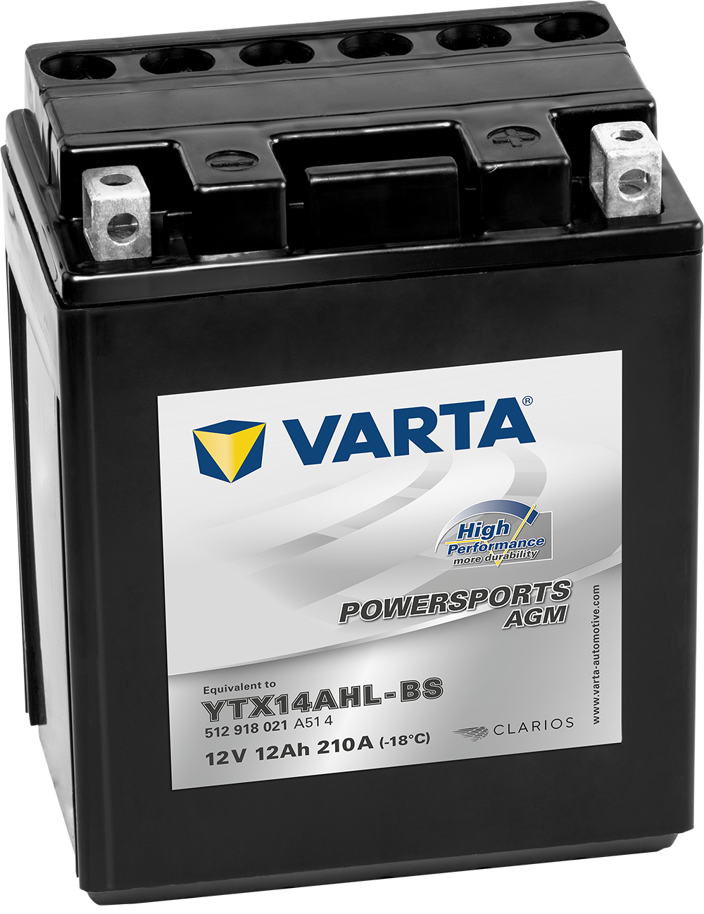VARTA AGM MC Batteri 12V 12AH 210CCA (134x89x166mm) +höger YTX14AHL-BS