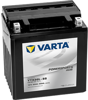 VARTA AGM MC Batteri 12V 30AH 450CCA (166x127x175mm) +höger YTX30L-BS