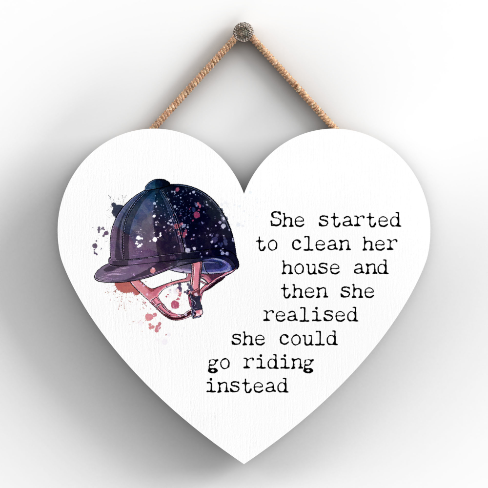 Wooden Heart Vivid Squid Horse Motif She Started To Clean