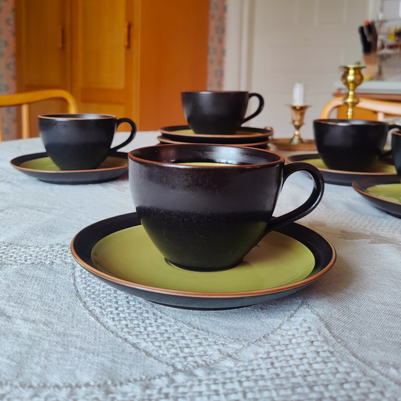 Kaffekopp svart/gulgrön - 2