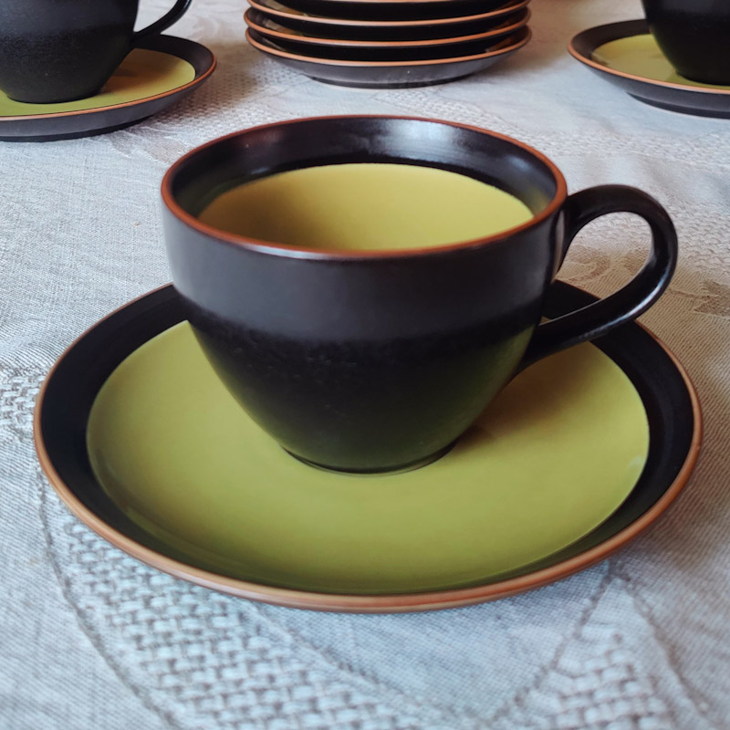 Kaffekopp svart/gulgrön
