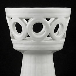 Gunnar Nylund (Olympia 1940s) White Classic Vase with Circular Decor 21 cm