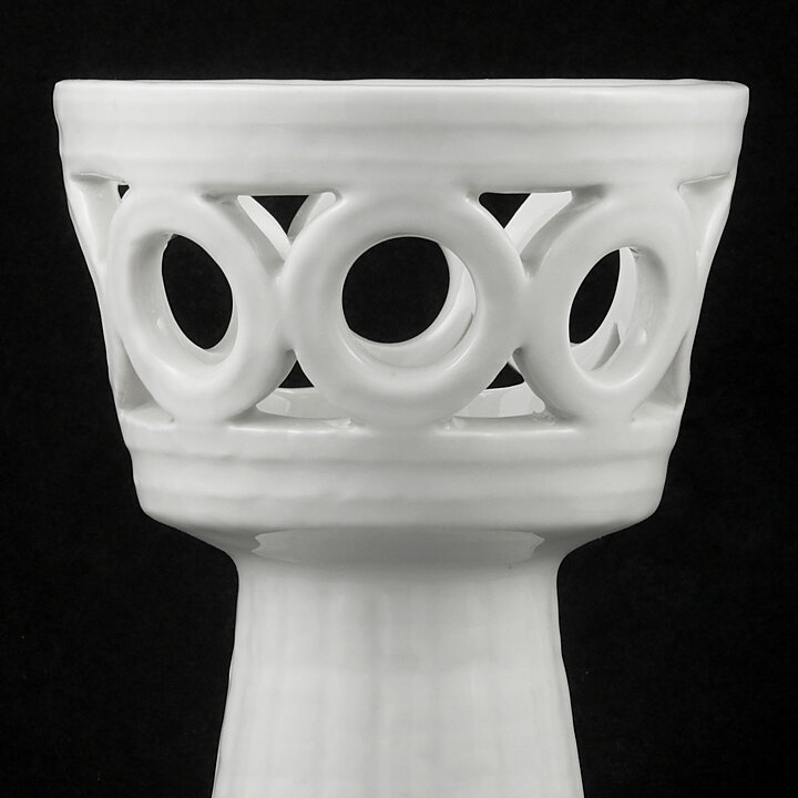 Gunnar Nylund (Olympia 1940s) White Classic Vase with Circular Decor 21 cm