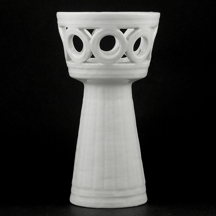 Gunnar Nylund (Olympia 1940s) White Classic Vase with Circular Decor 21 cm