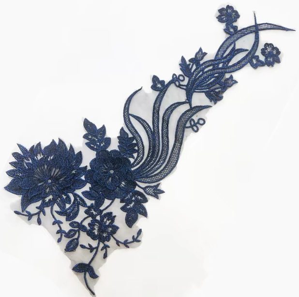3D-glitterblommor / navy
